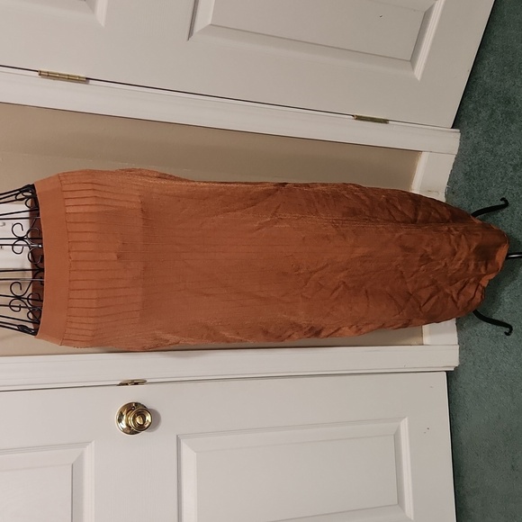 Free People Orange Ribbed Maxi Pencil Skirt Casual - Picture 8 of 8
